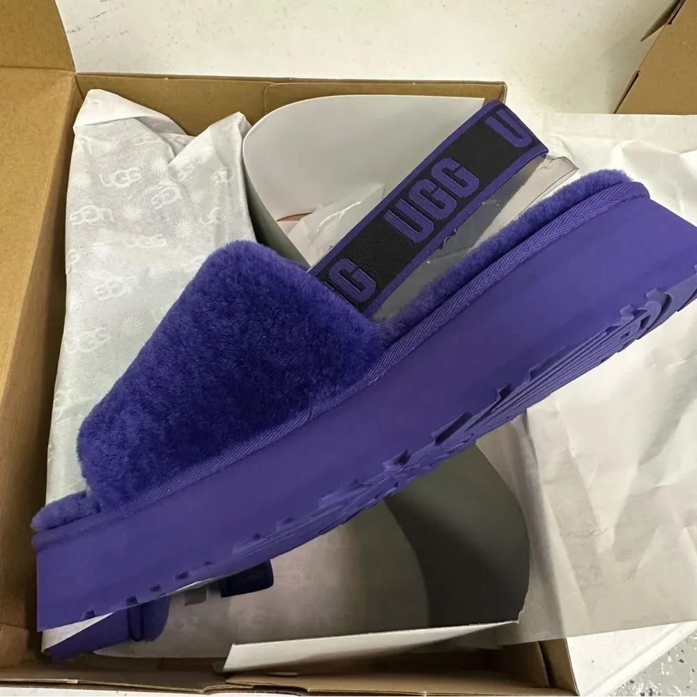 New Ugg Disco Slide Flatform Platform Sandal Slippers Violet Night - Picture 4 of 6